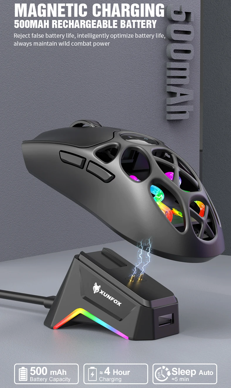 Wireless Bluetooth Gaming Mouse with Three Modes 12000DPI and RGB Lighting Effects for Laptop