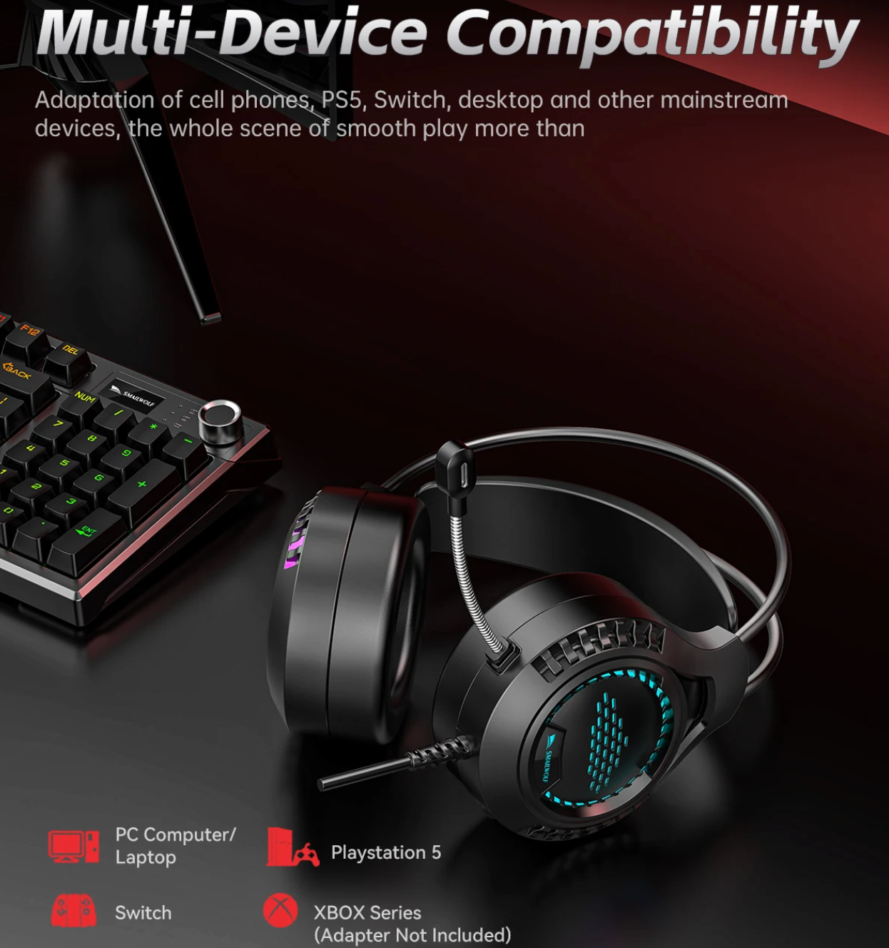 Wired RGB Gaming Headset with Microphone for Laptop and Desktop Gaming Immersive Sound
