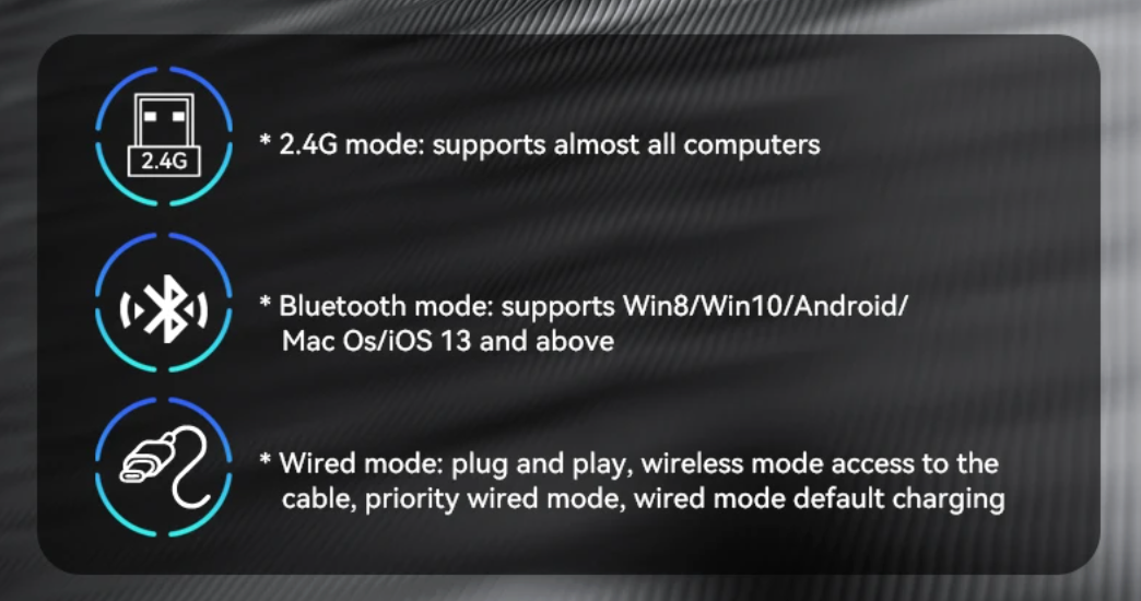 Three Mode Wireless Headphones with RGB Lighting and Detachable Microphone for PC and Laptop