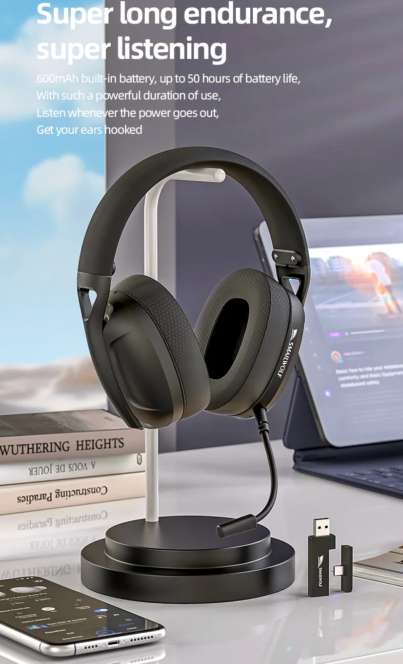 Wireless Bluetooth Three Mode Gaming Headset with Microphone and Lightweight Design