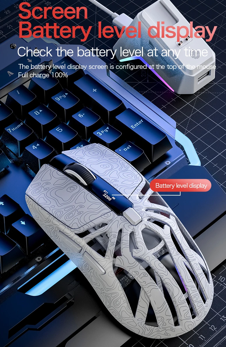 Wireless Gaming Mouse with Three Mode Connectivity and 12000 DPI Precision Sensor