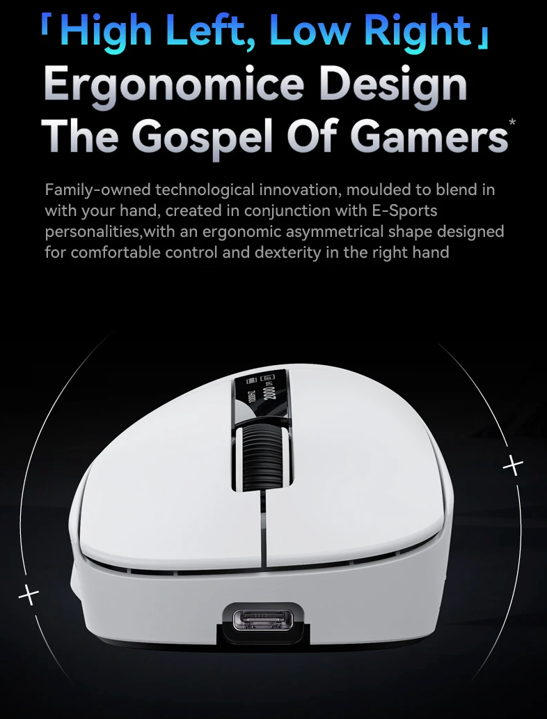 Lightweight Wireless Gaming Mouse with Trimode Bluetooth and Fast Charging for Laptop and PC