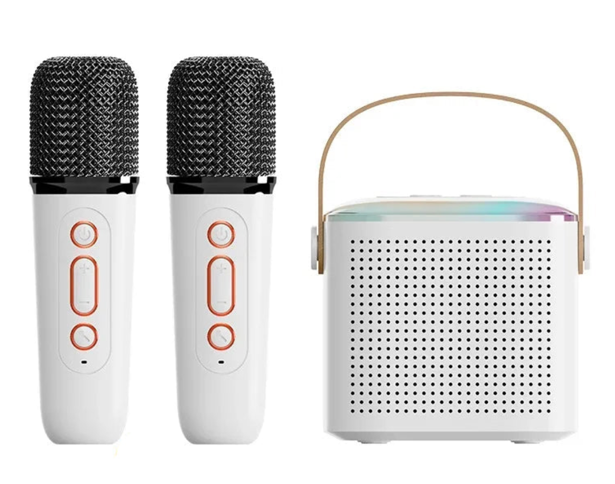 Wireless Portable Karaoke Speaker with RGB Lights and Dual Microphones for Home Parties