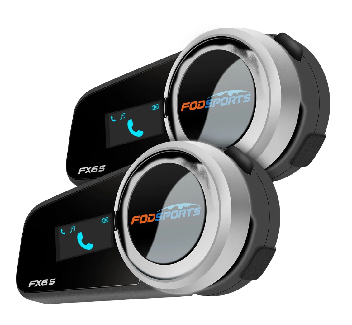 Bluetooth Motorcycle Helmet Intercom Headset with LED Display, FM Radio and 6 Rider Connection