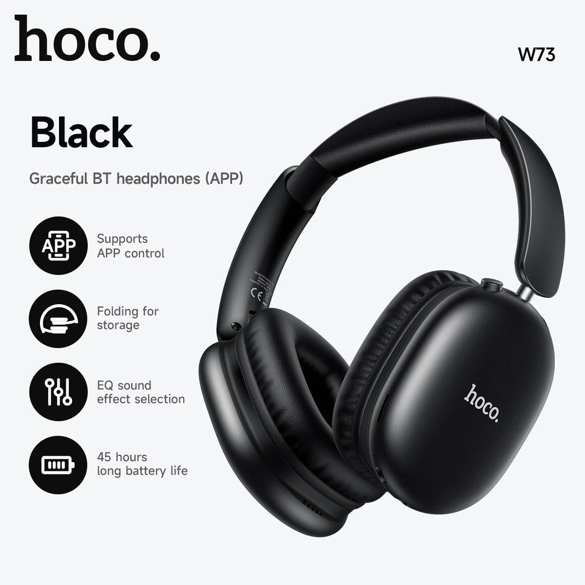 Wireless Over Ear Bluetooth Headphones with App Control Long Battery Life and Built In Microphone