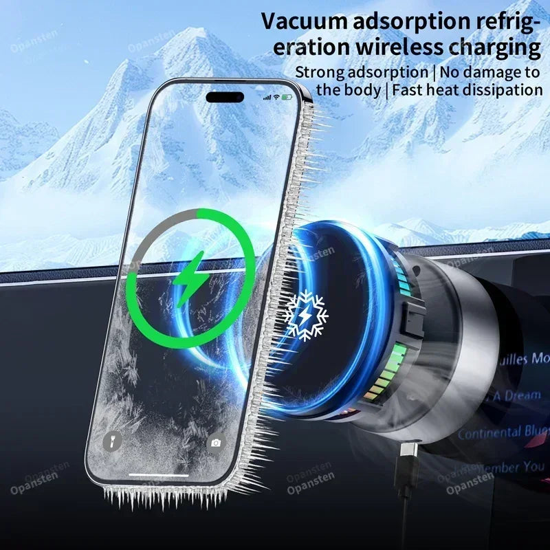 Magnetic Car Dashboard Mount Wireless Charger with 360 Degree Cooling for Magsafe Phones