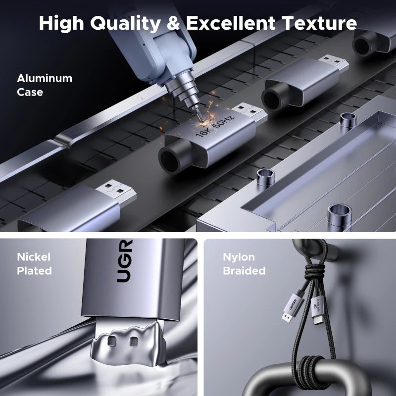 16K DisplayPort 2.1 Cable 80Gbps HDR Video Audio Lead for 8K 4K PC Monitors TVs Gaming