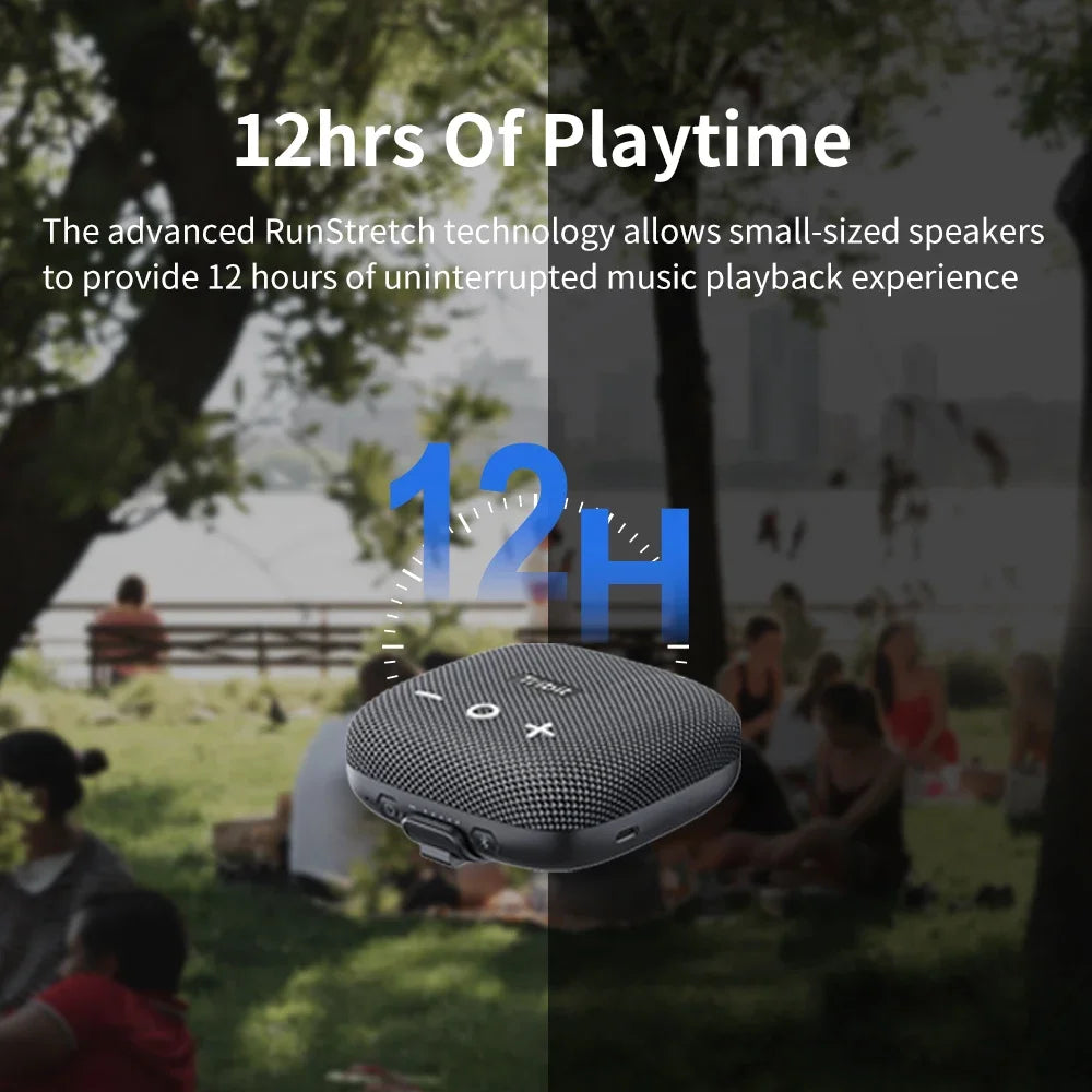 Ultra-Portable Bluetooth Speaker IP67 Waterproof with Deep Bass 10W Power and Built-in Strap