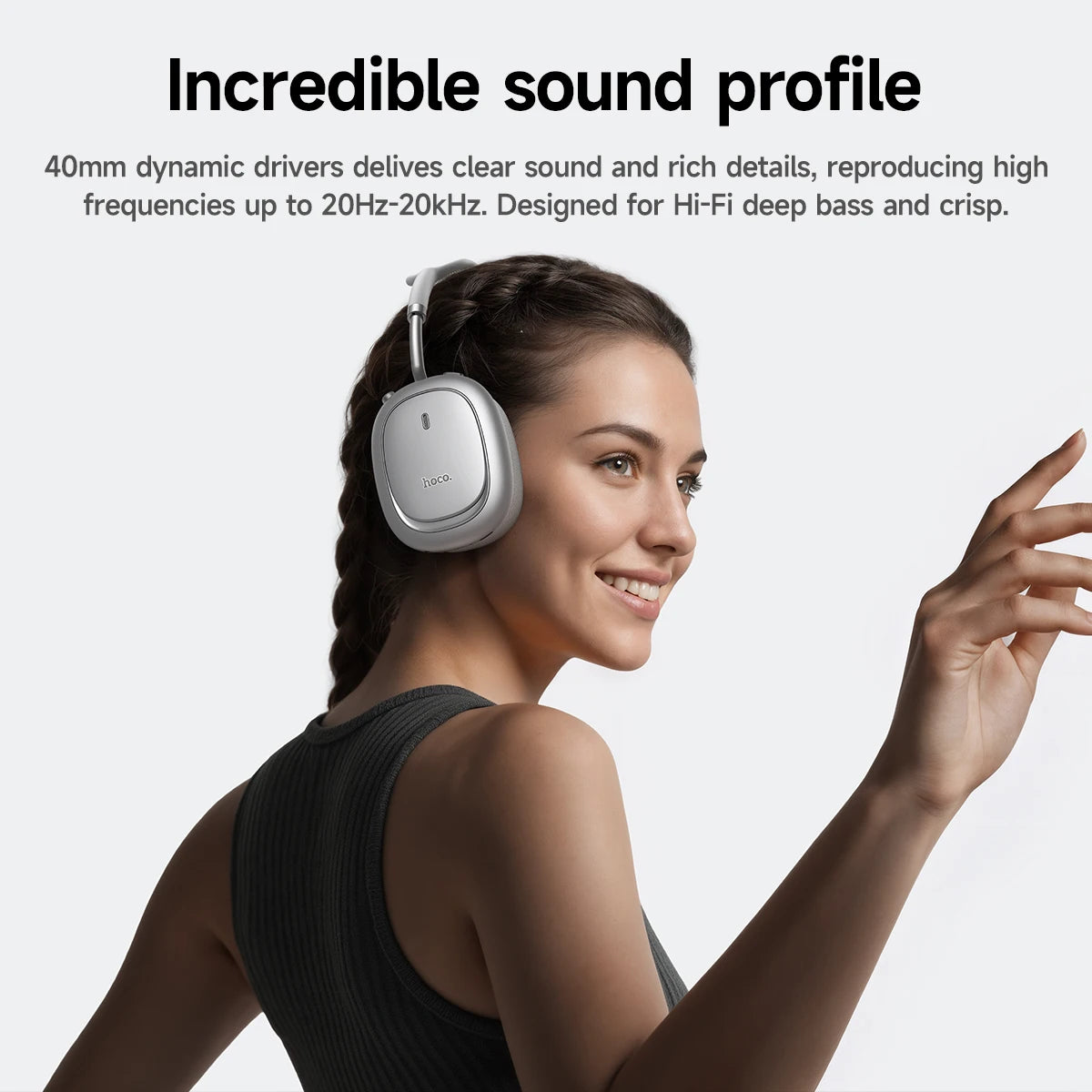 Wireless Over-Ear ANC Bluetooth Headphones with App Control and Built-In Microphone for Calls