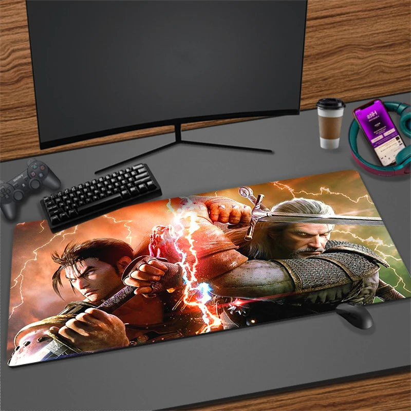 Large Cartoon Gaming Mouse Pad with Stitched Edges Non-Slip Rubber Base for Desktops and PCs