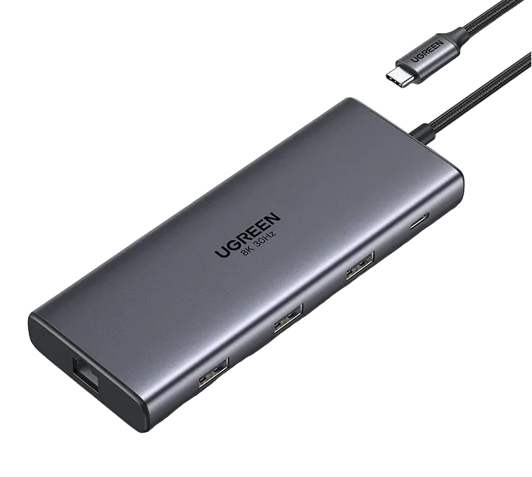 Dual HDMI USB-C Hub 10-in-1 Dock with 8K HDMI Gigabit Ethernet 100W PD USB Card Reader