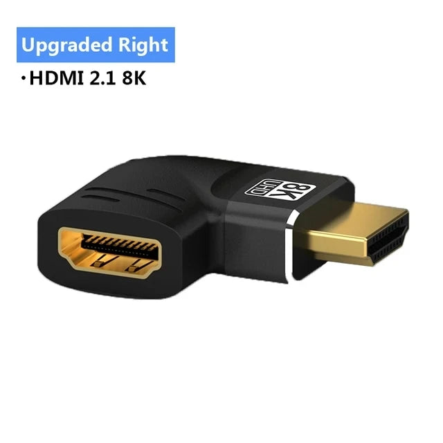 8K HDMI 2.1 Adapter 90°/270° Male–Female 48Gbps for PS5 Roku TV Stick PC & UHD Displays