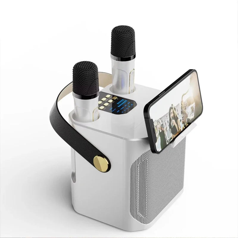Premium Portable Bluetooth Karaoke Speaker with 360 Stereo Sound and Dual Microphones