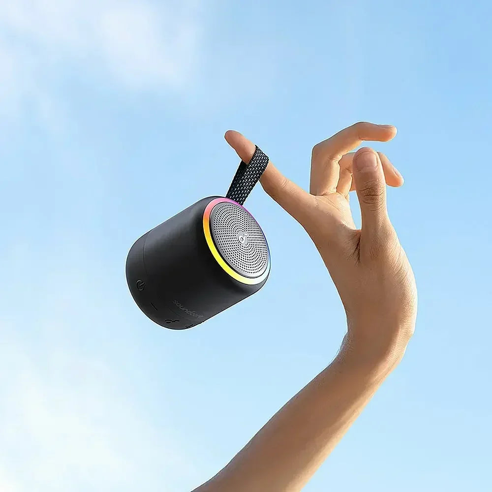 Portable Bluetooth Mini Speaker with Powerful Bass Waterproof Design and LED Lighting