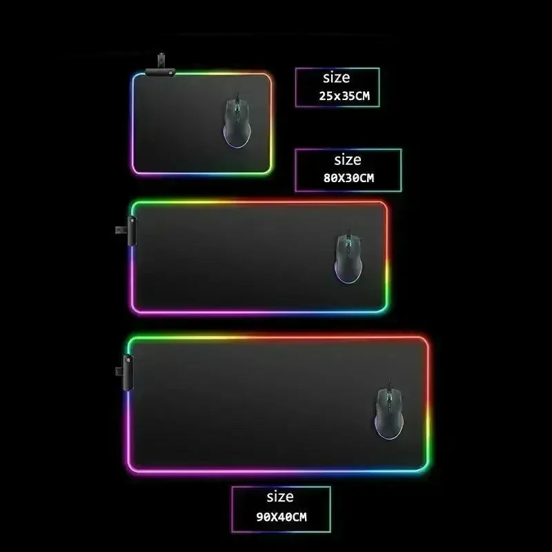 Large RGB Gaming Mouse Pad Non-slip Waterproof Desk Mat with Backlit Edge for Office and Gaming