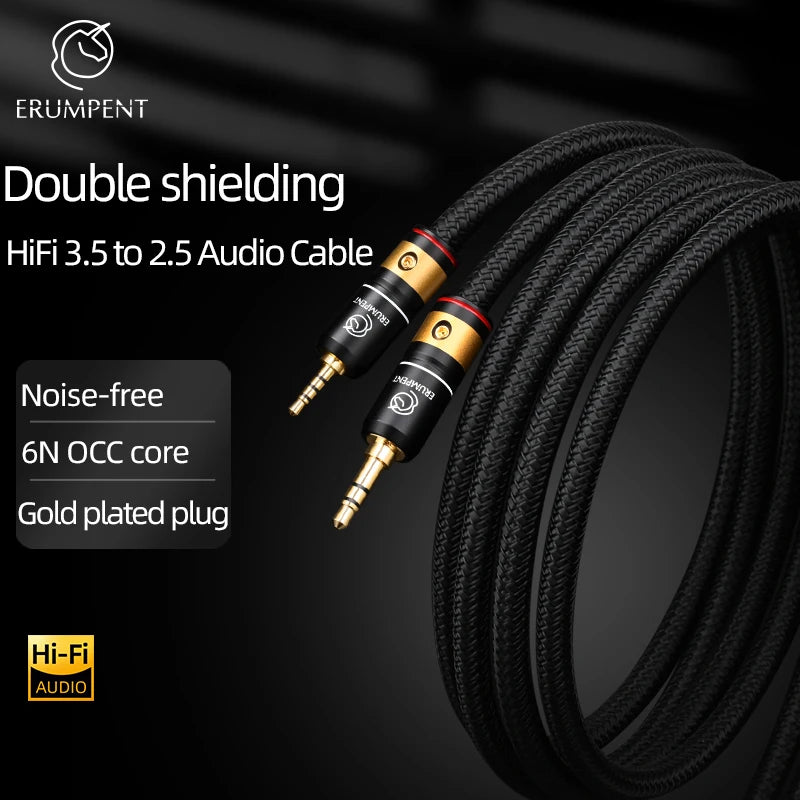 Premium 3.5mm to 2.5mm Stereo Audio Cable for Headphones Speakers and Mobile Devices