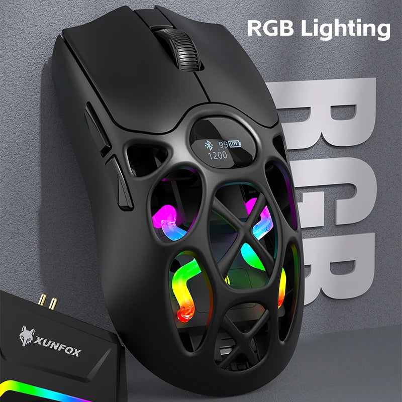 Wireless Bluetooth Gaming Mouse with Three Modes 12000DPI and RGB Lighting Effects for Laptop