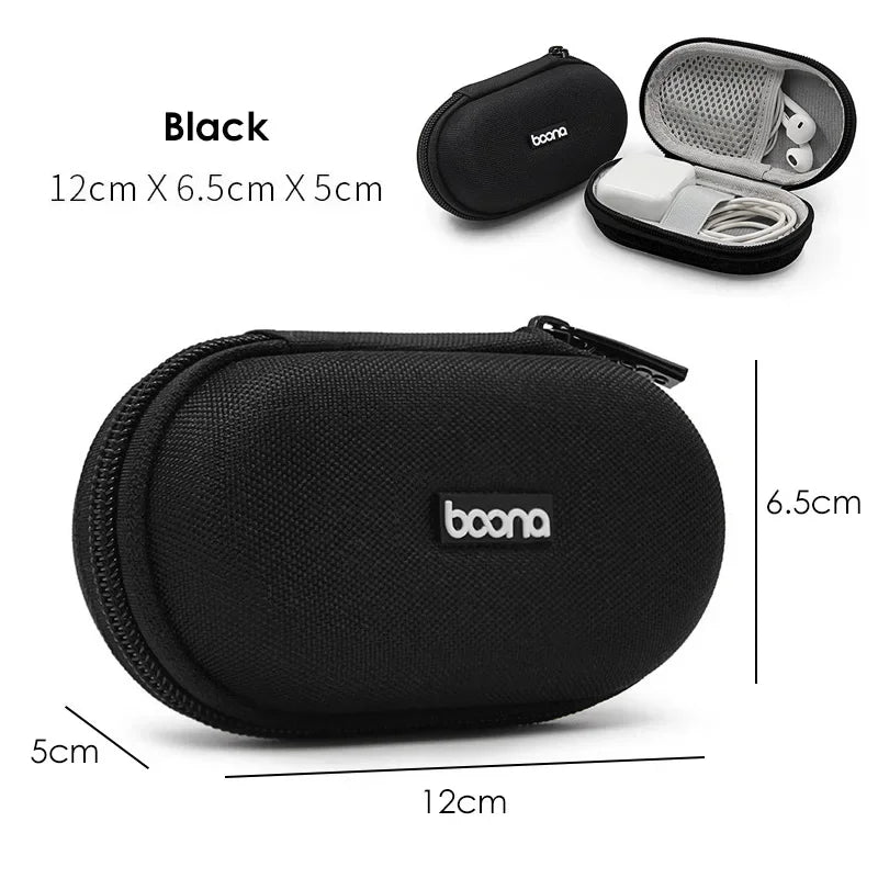 Small Hard Shell Earphone Storage Case for Cables Chargers and Mini Tech Accessories Travel Pouch