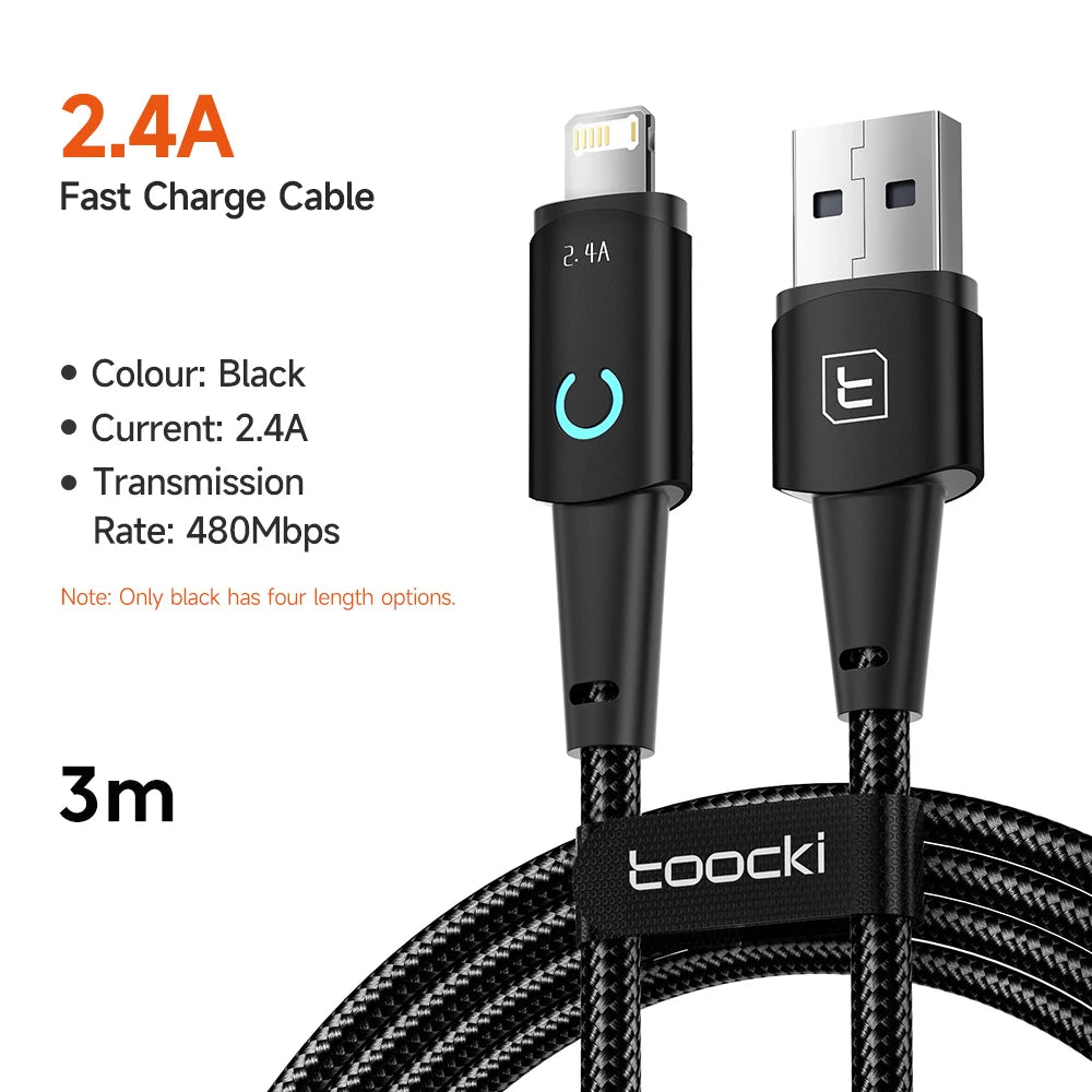 Premium Fast Charging Lightning Cable with LED Indicator for iPhone and iPad Devices