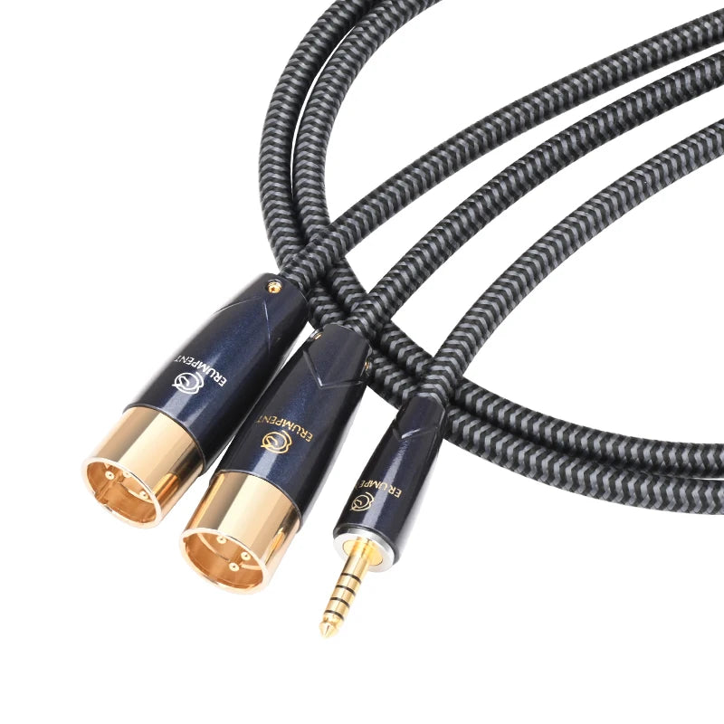 Premium 4.4mm to Dual 3Pin XLR Balanced Audio Adapter Cable for DAC AMP and Studio Equipment