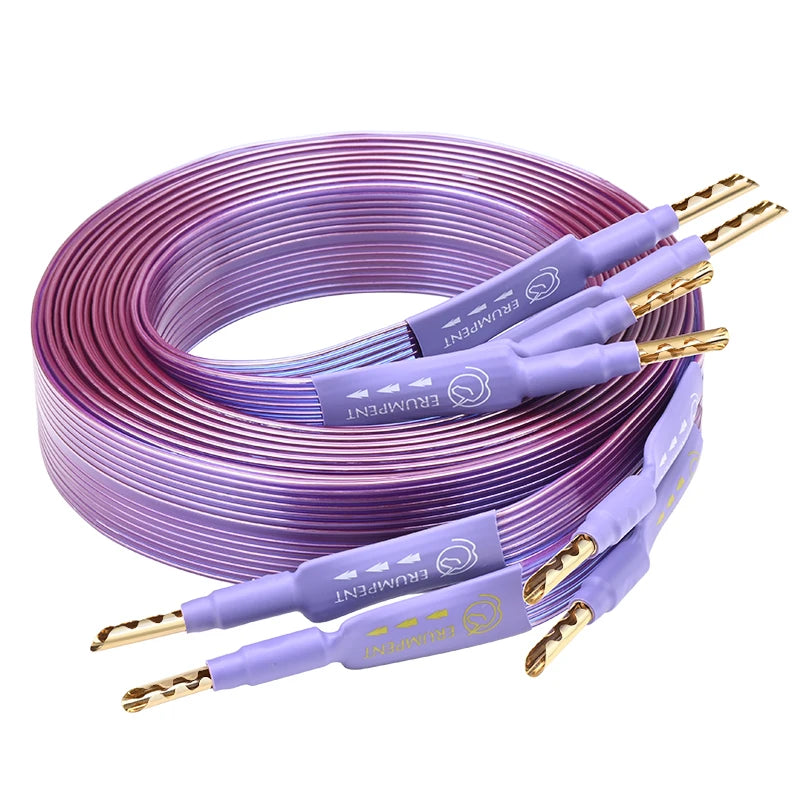 High Fidelity Pure Copper Speaker Cable with Gold Plated Connectors for Amplifier Systems