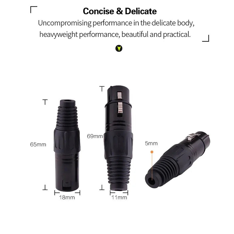 3 Pin XLR Male to Female Microphone Audio Adapter Connectors Set of 4 for Studio Use