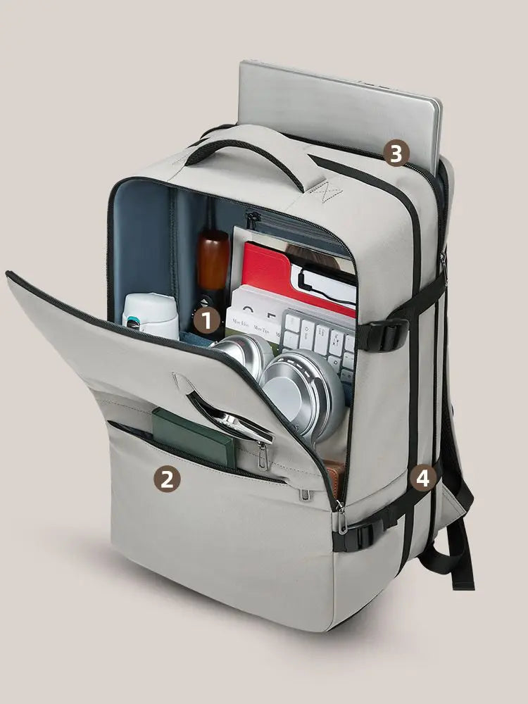 Water Resistant Oxford Laptop Backpack for Business and Casual Use Fits 15.6 Inch Devices Grey