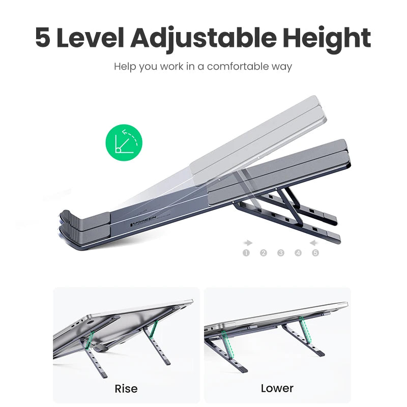 Foldable Adjustable Aluminium Laptop Stand for 13-17.3 Inch Notebooks Tablets Phones