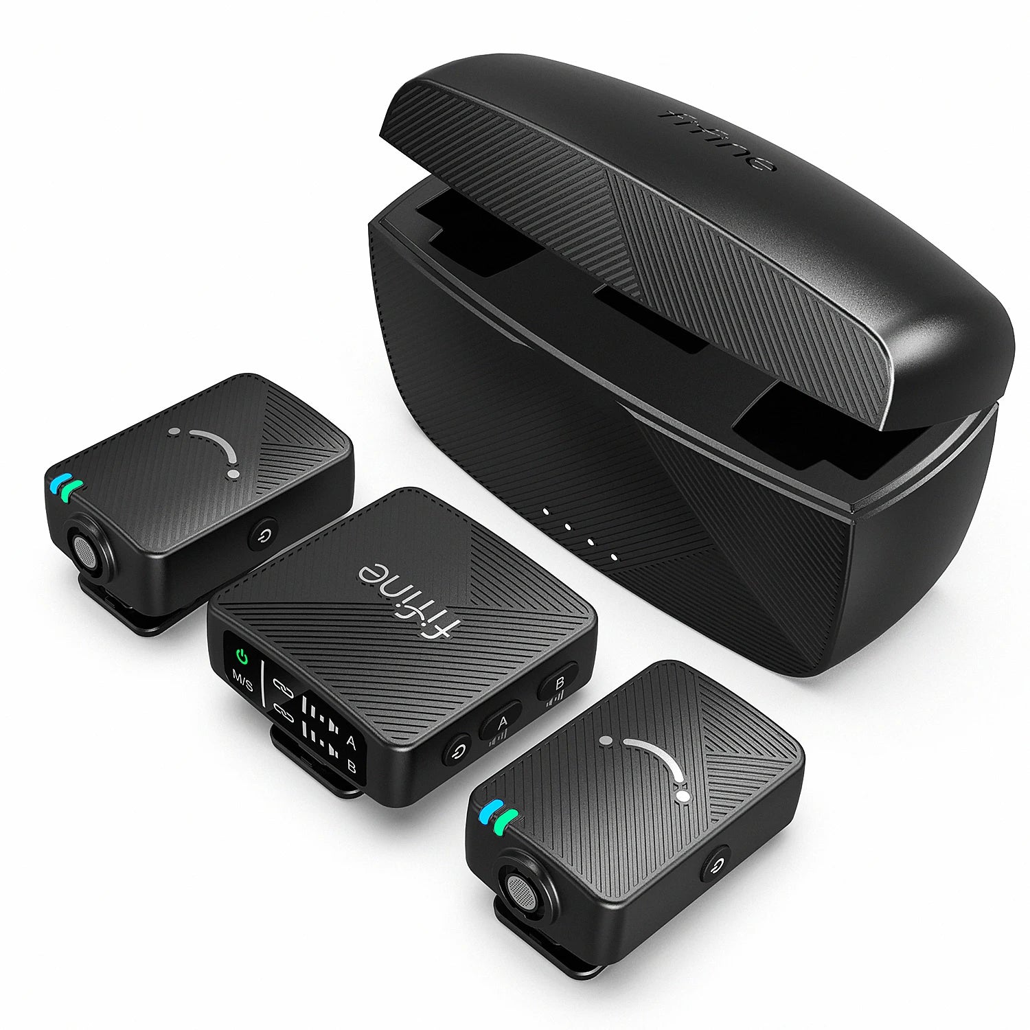 Dual Wireless Lavalier Microphone System with Charging Case 50m Range for Vlogging Interviews