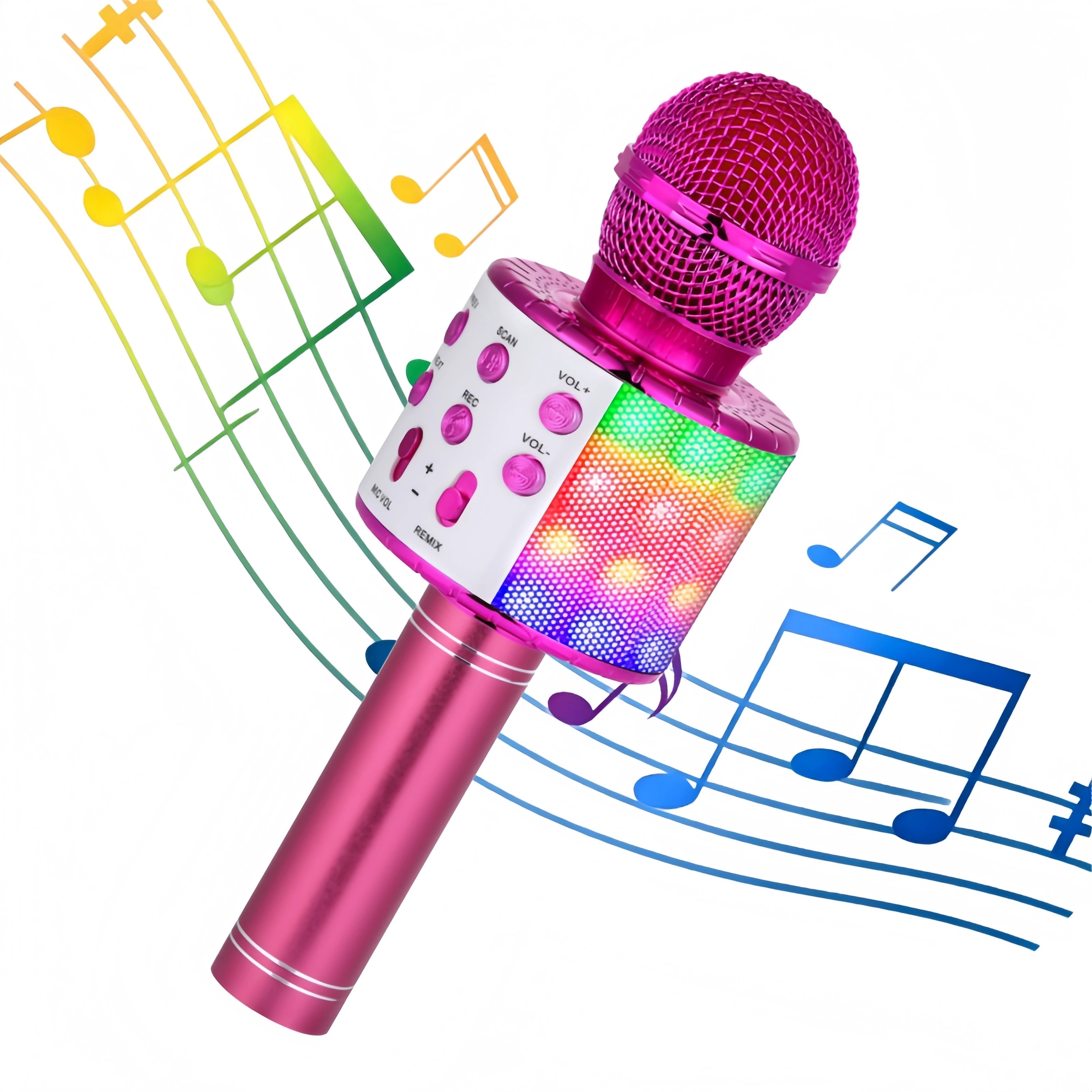 Wireless Kids Karaoke Microphone with Bluetooth Speaker Voice Changer and LED Lights
