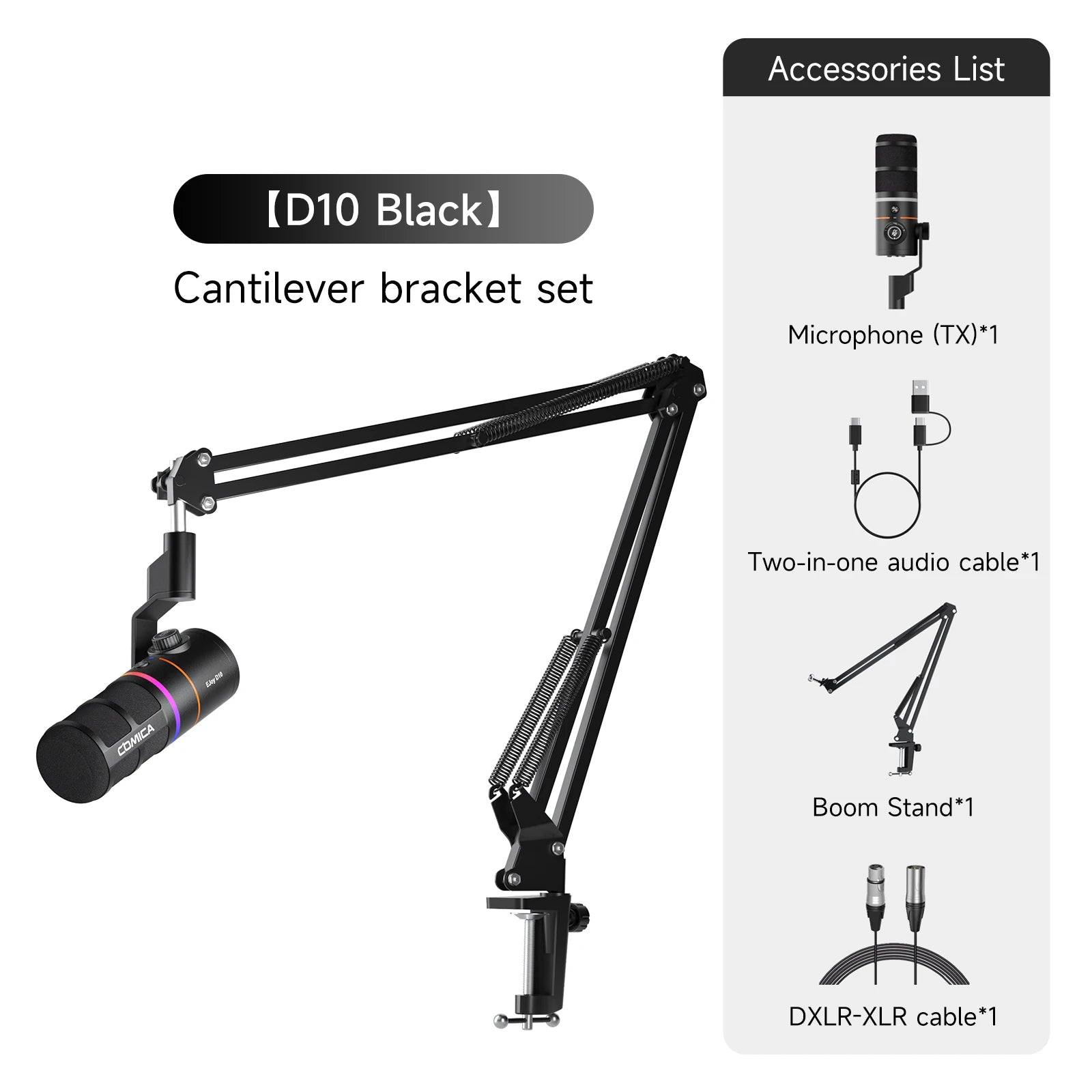 RGB Dynamic USB XLR Wireless Cardioid Microphone with Noise Reduction for Streaming and Podcasting