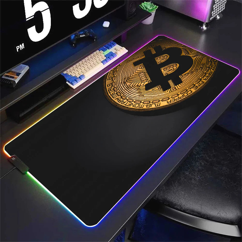 Large RGB Gaming Mouse Pad Non-slip Waterproof Desk Mat with Backlit Edge for Office and Gaming