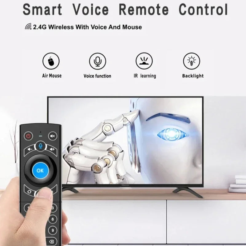 Backlit Voice Remote Control with 2.4G Wireless Keyboard Air Mouse for Android TV Box