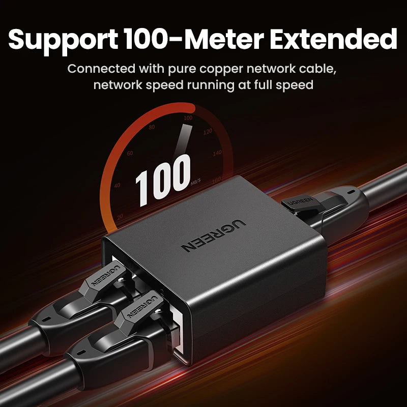 RJ45 1 to 2 Ethernet Splitter Adapter Network Cable Coupler for PC Laptop TV Box Router 100Mbps