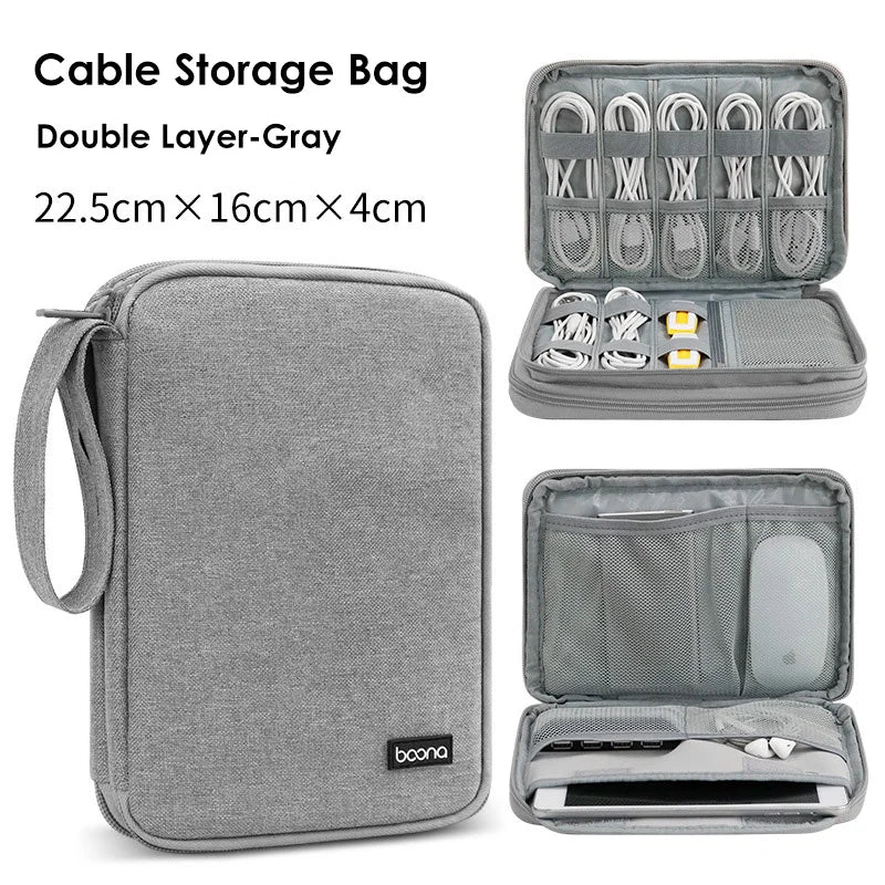 Portable Electronics Protective Storage Bag for Tablets Phones Power Banks Cables Travel Tech Pouch