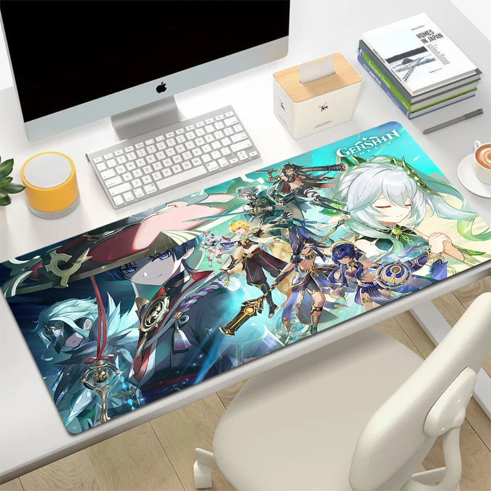 XL Anime Gaming Mouse Pad with Anti-slip Rubber Base, Stitched Edges, Custom Print Options