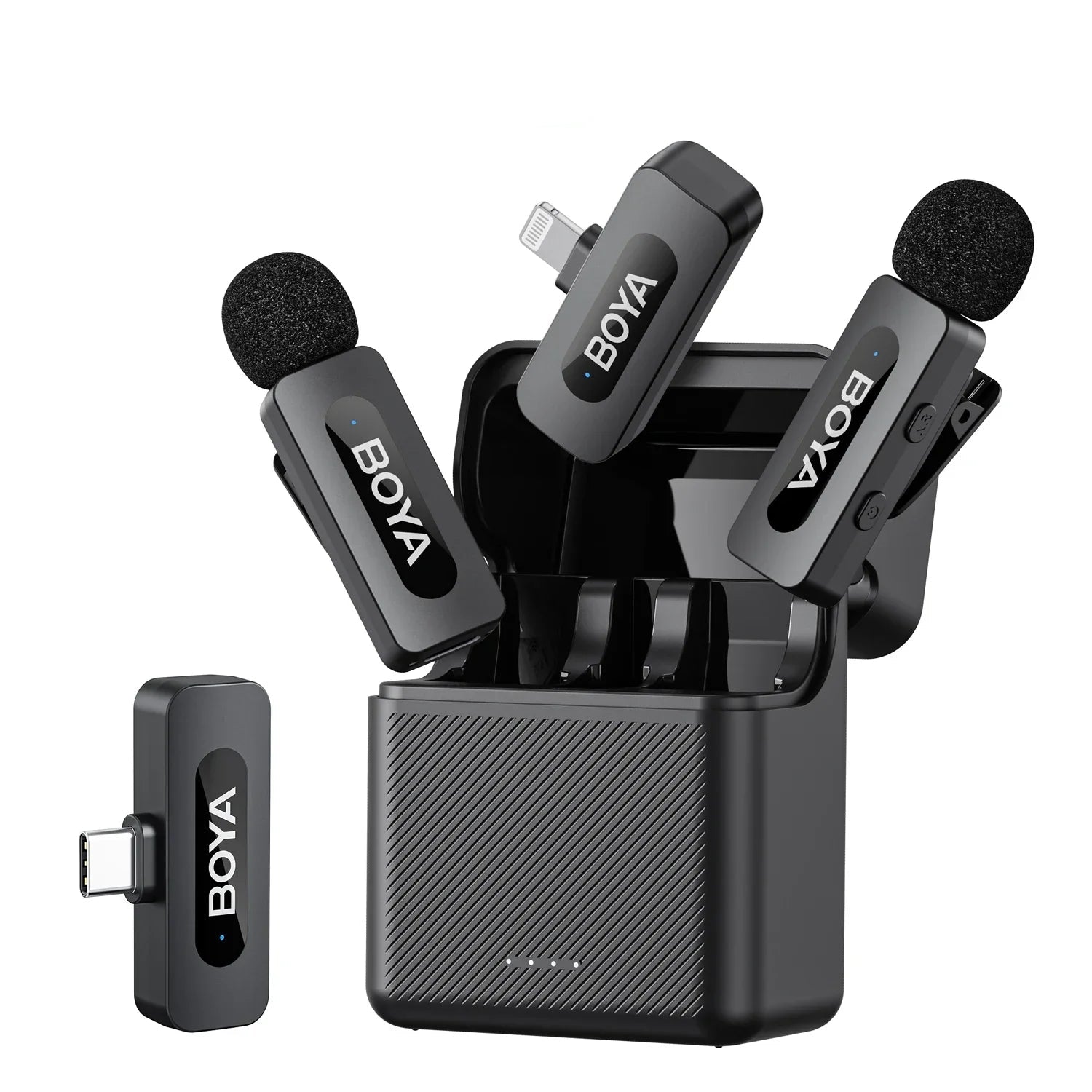 BOYA BY-V3 Wireless Lavalier Microphone with Noise Cancellation & Charging Case for iPhone & Android