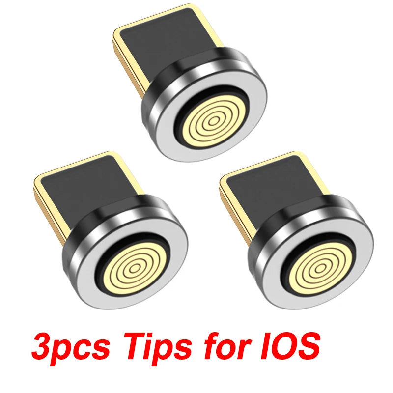 540 Degree Magnetic Fast Charging USB Type C Cable with 5A PD100W Power and 3 Tips