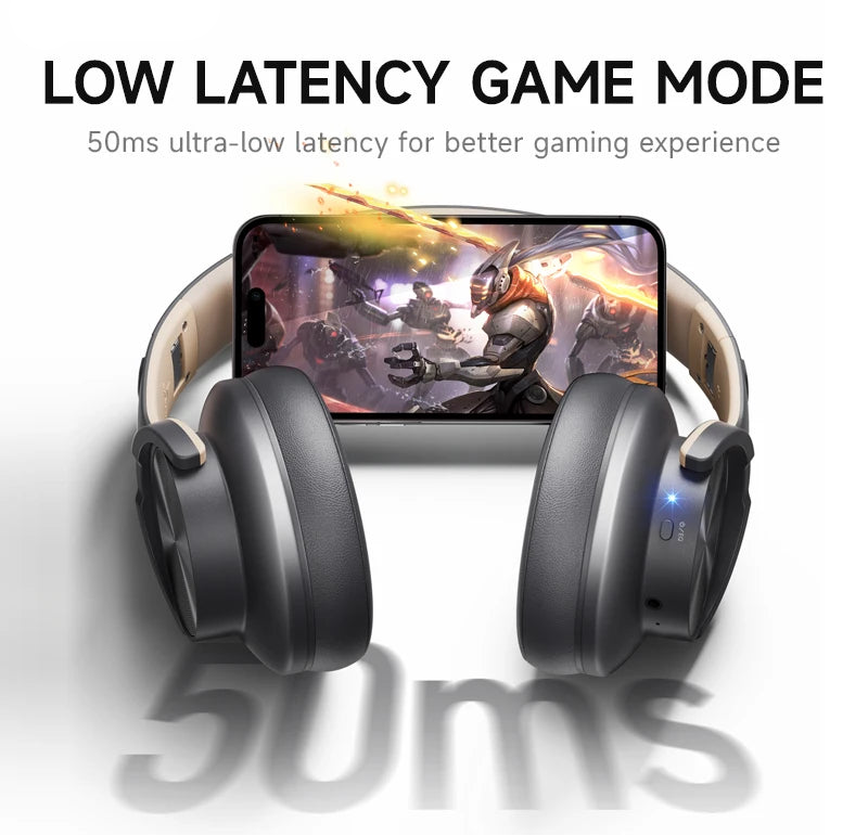Wireless Over Ear Bluetooth Headphones 120 Hour Battery Low Latency 3EQ Modes Built-In Mic