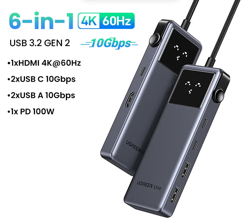 USB-C 7-in-1 Hub with 4K60Hz HDMI, Gigabit Ethernet, Power Delivery 100W, USB 3.0 Docking Station