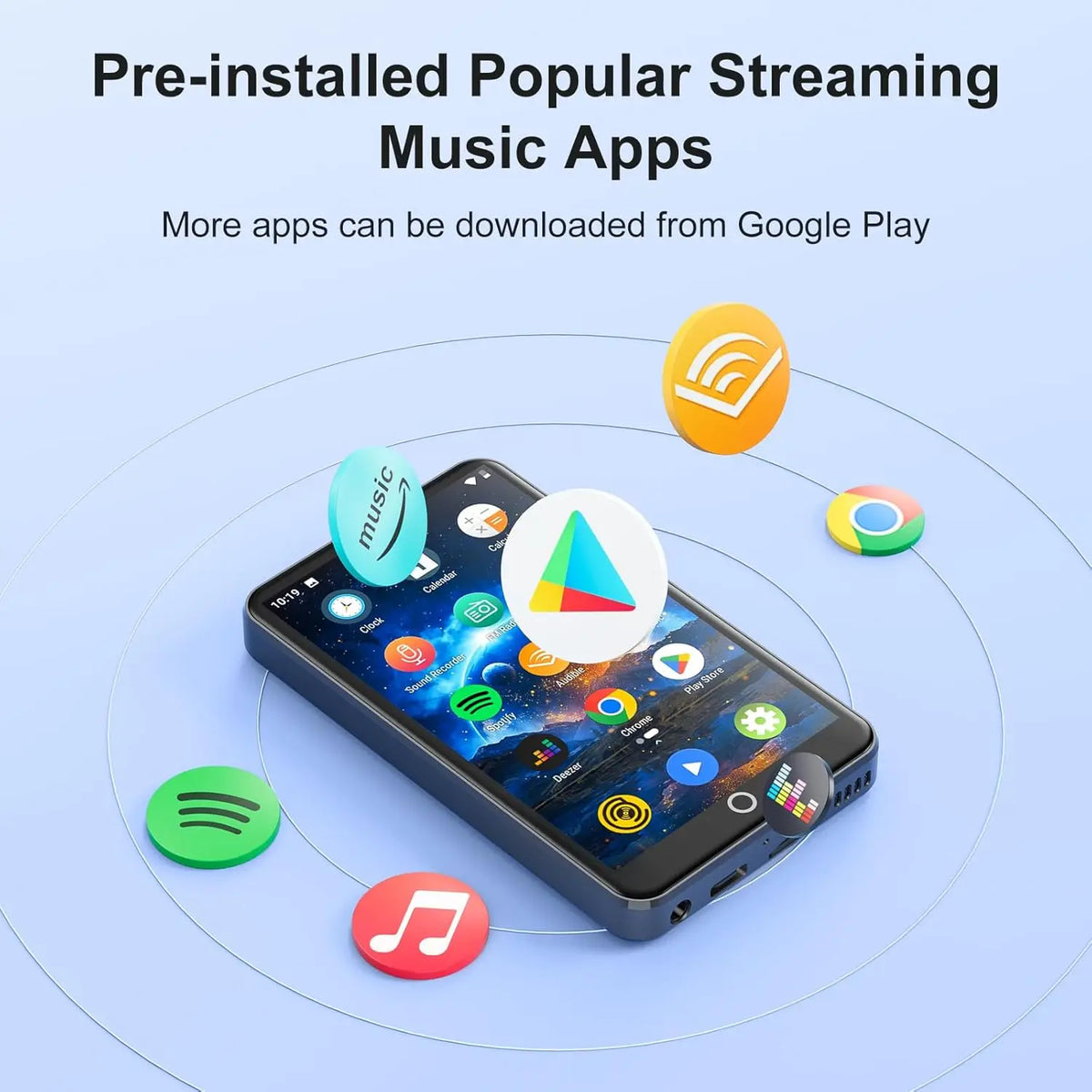 Android Portable MP3 MP4 Player with Bluetooth WiFi Touch Screen Supports Spotify and up to 512GB
