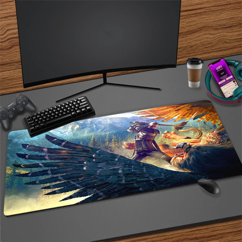 Large Cartoon Gaming Mouse Pad with Stitched Edges Non-Slip Rubber Base for Desktops and PCs