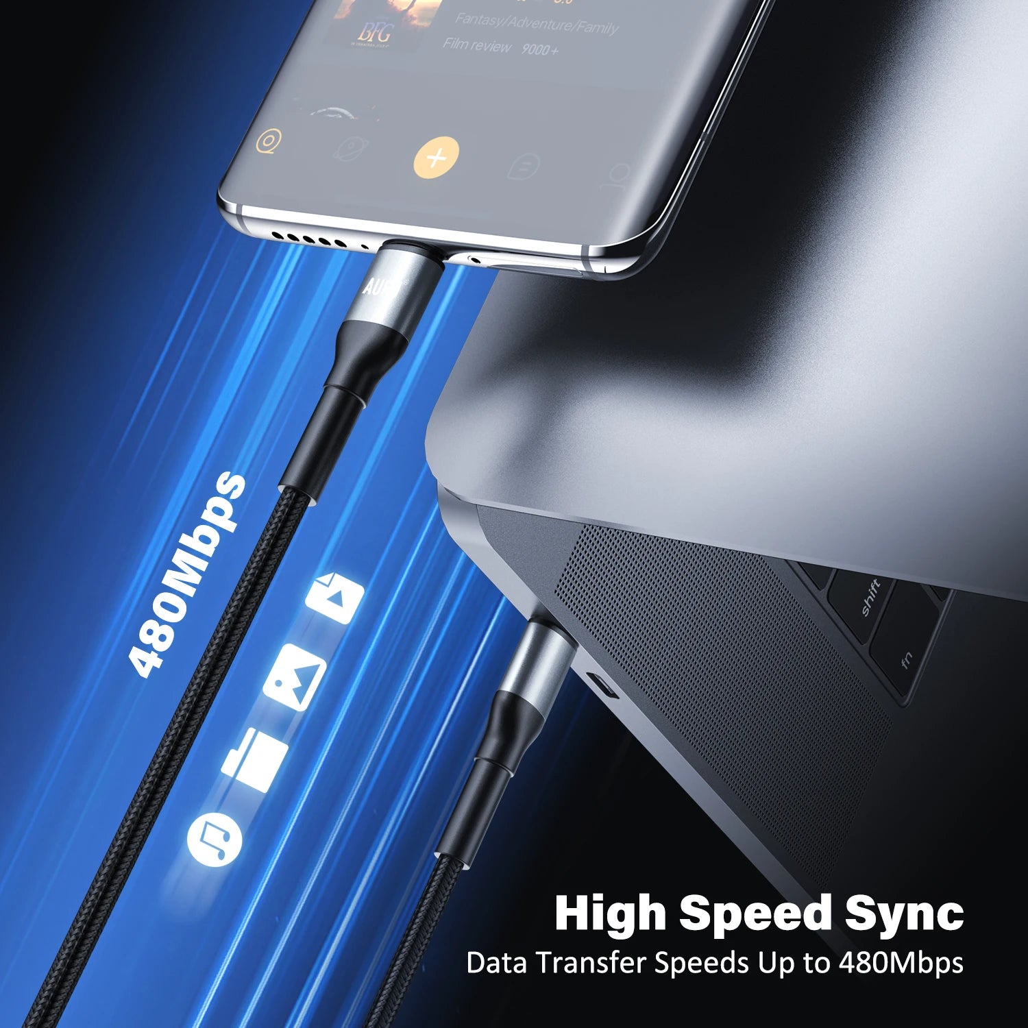 USB C to USB C Fast Charging Braided Cable 60W PD Data Sync Cord for Phones and Tablets