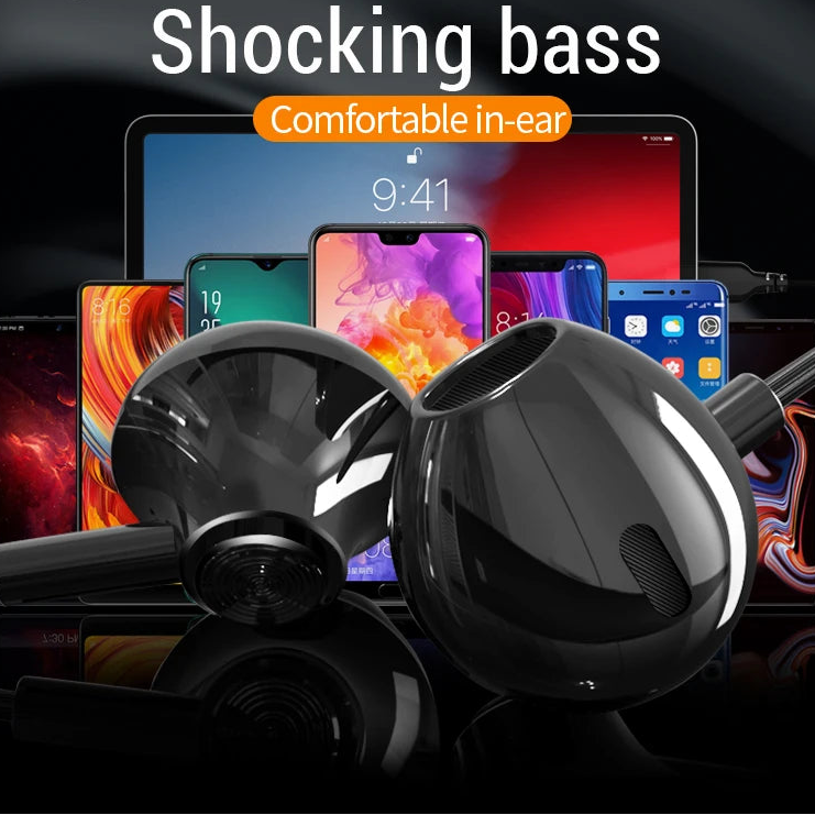 Type C In-Ear Wired Earphones with Deep Bass and Microphone for Mobile Devices and PC