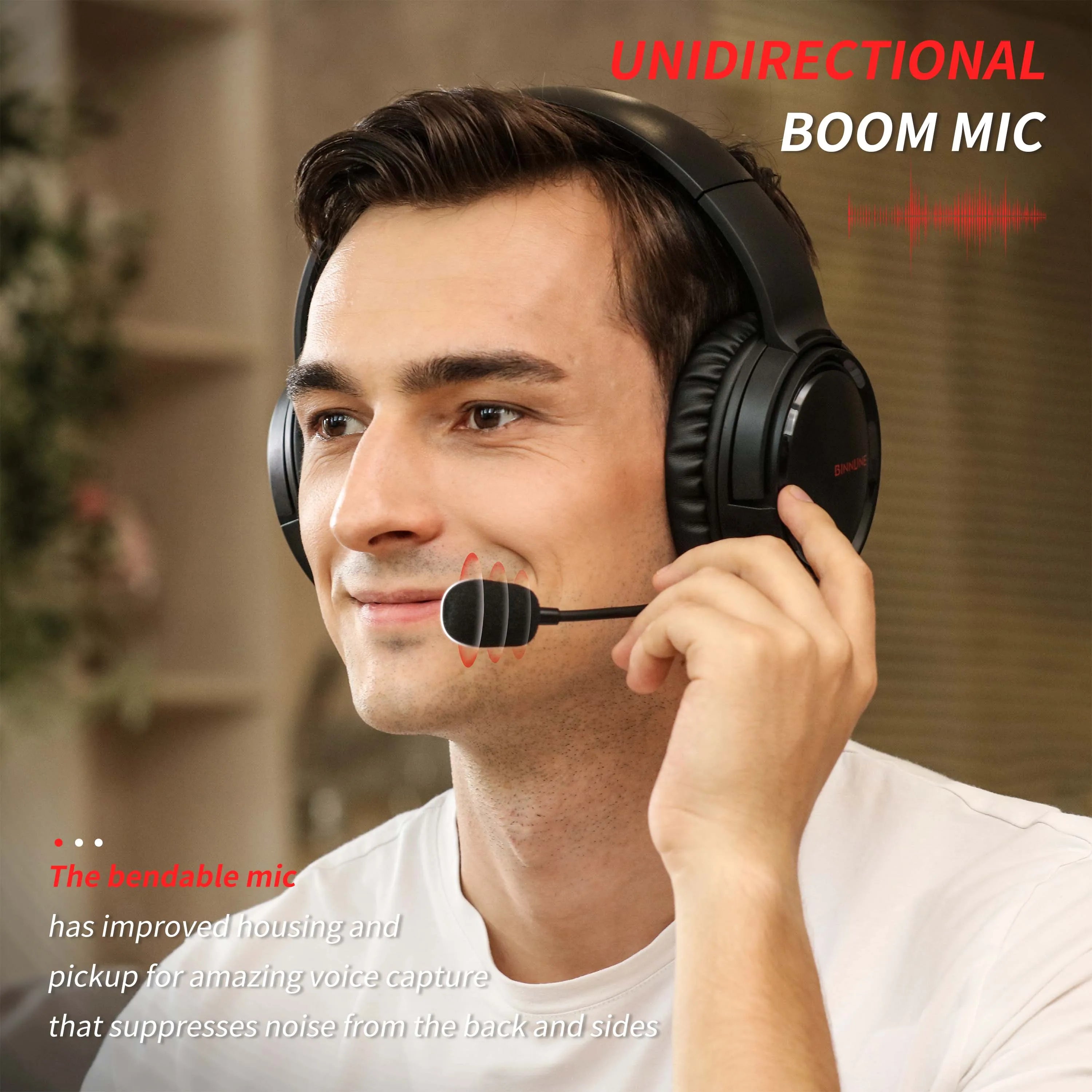 Wireless Gaming Headset with Bluetooth 5.2 and Noise Cancelling Microphone for PC and Console