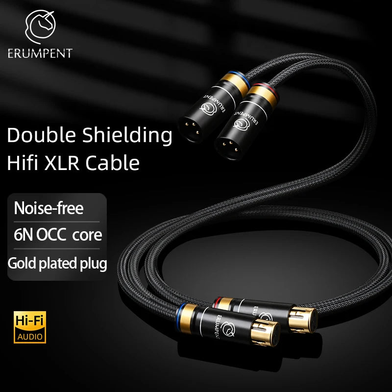 Premium HiFi Balanced XLR Audio Cable with 6N OCC Copper for Microphones and Amplifiers