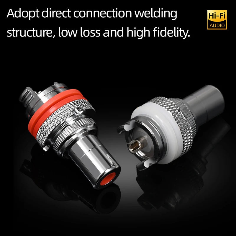 8 Piece Pure Copper RCA Female Socket Connectors with Rhodium Plating for HiFi Audio