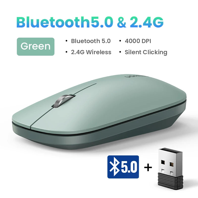 Silent Wireless Bluetooth Mouse with 4000 DPI Dual Mode for Laptop PC Mac Tablet Left and Right Hand