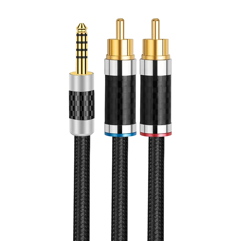 Premium 4.4mm Balanced to Dual RCA Silver Plated OFC Audio Cable for HiFi DAC Amplifier