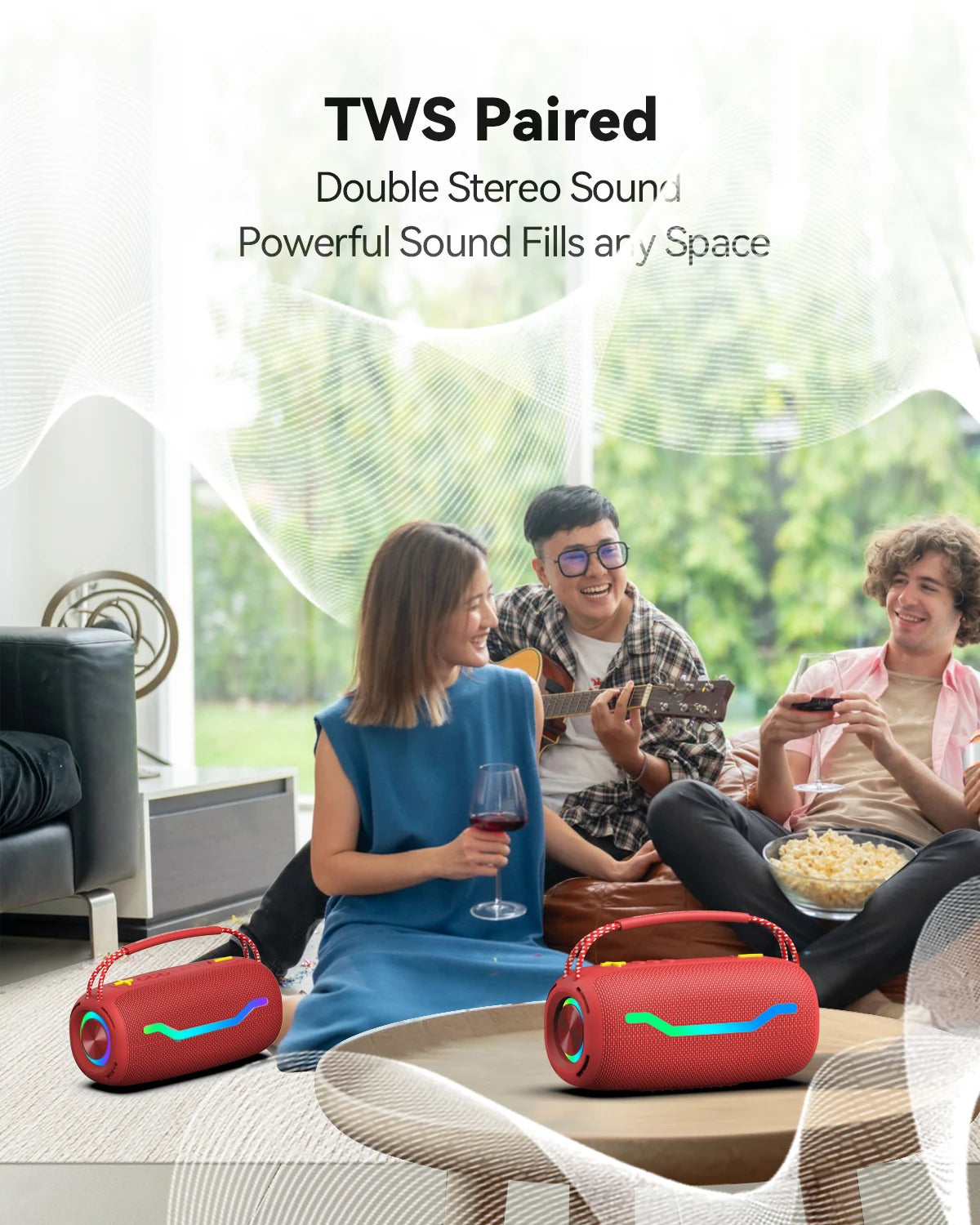 Portable Bluetooth Speaker with HD Sound Waterproof Design and Karaoke Function for Home and Outdoors